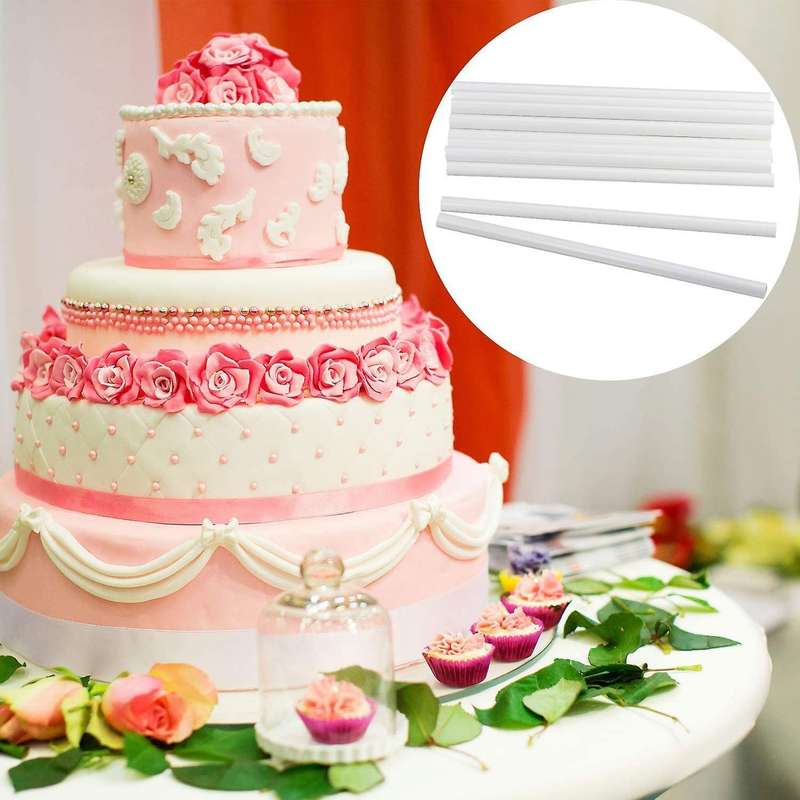 50 Pieces Plastic White Cake Rods(0.4 Inch Diameter 9.5 Inch Length)