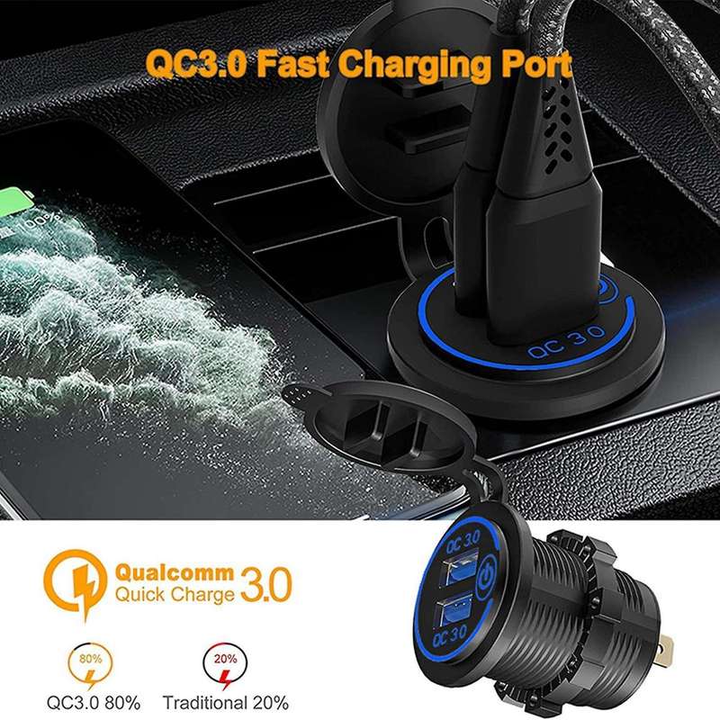 Dual Usb Qc3.0 Usb Charger Socket Power Outlet with Touch Switch B