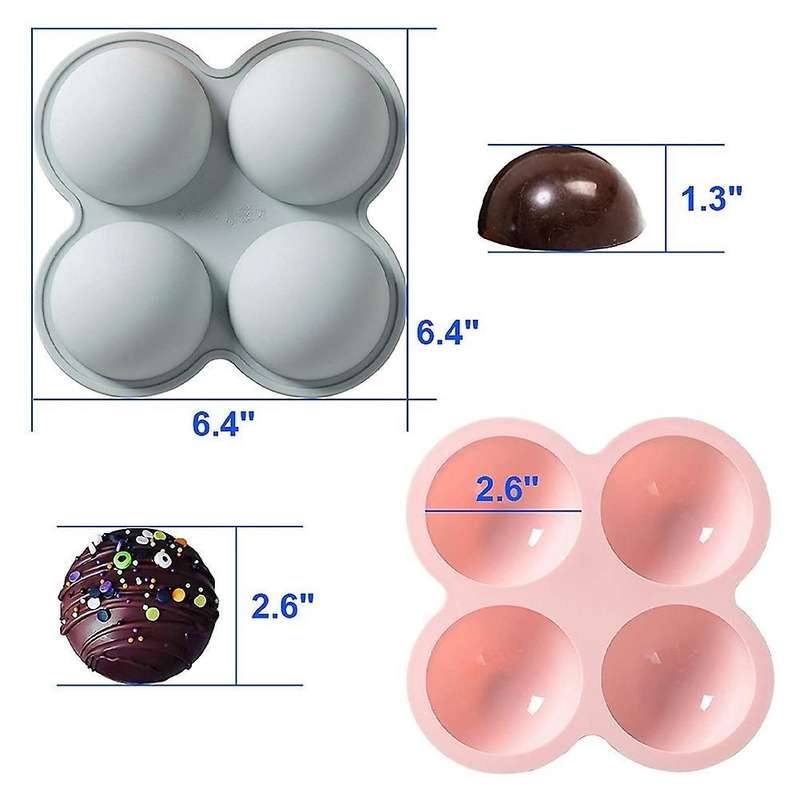 Hot Chocolate Bomb Mold, for Cake, Chocolate, Jelly, Pudding, 4 Pack