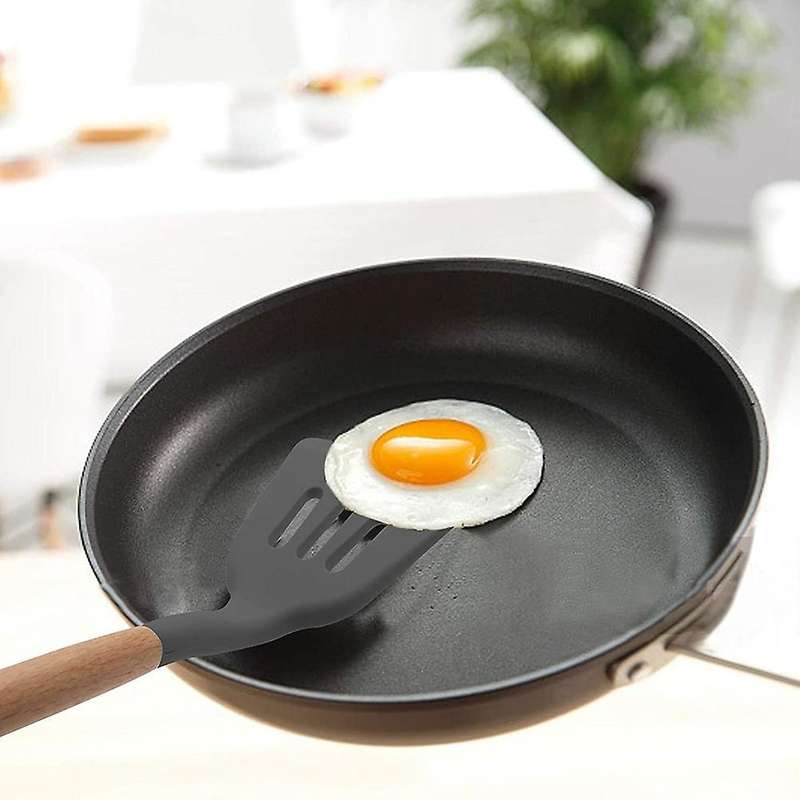 Silicone Slotted Spatula, Food Grade,bpa Free Wooden Handle Nonstick