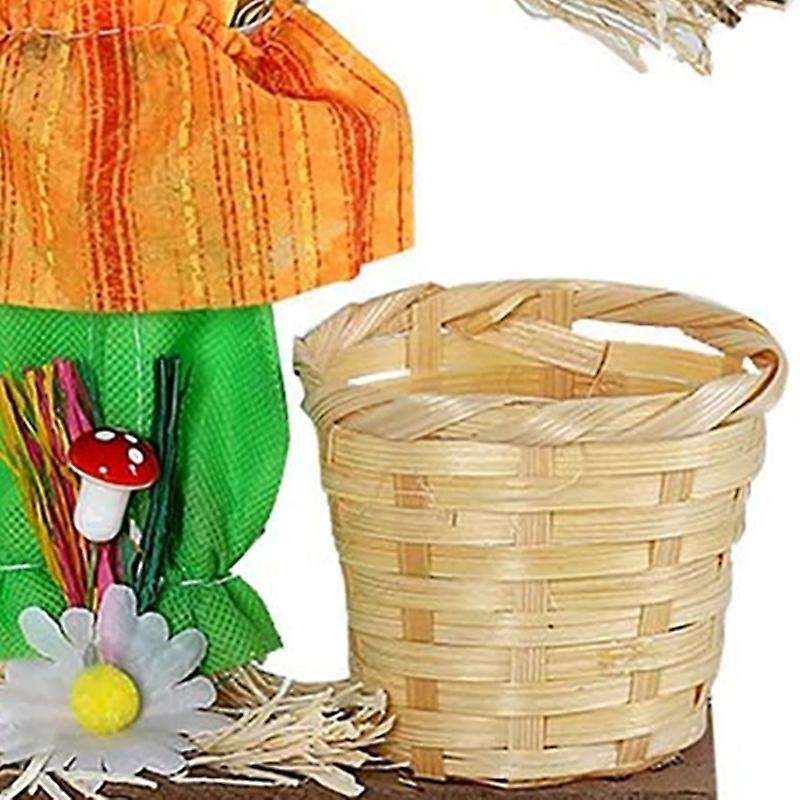 Easter Straw Bunny Bamboo Basket Desktop Ornaments Cute Rabbit Candy