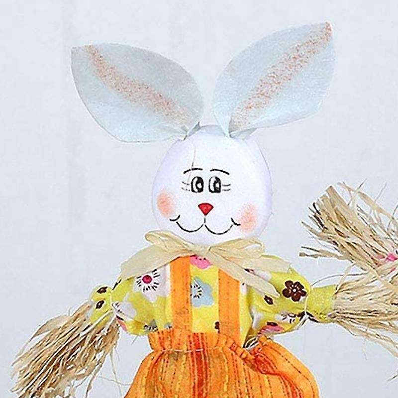 Easter Straw Bunny Bamboo Basket Desktop Ornaments Cute Rabbit Candy