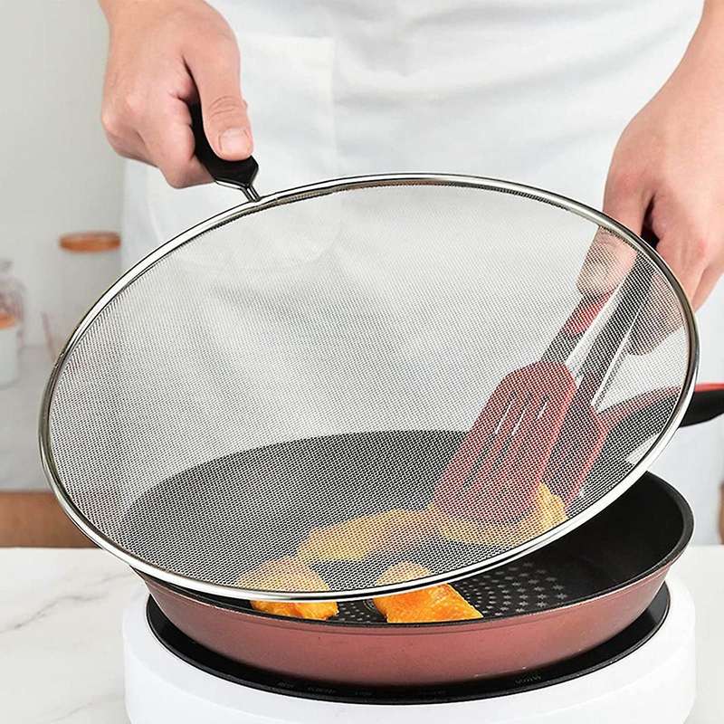 3pcs Kitchen Supply 16inch Splatter Screens-stainless Steel Fine Mesh