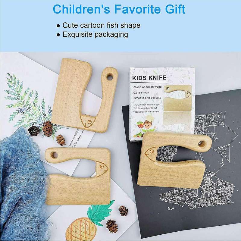 Wooden Children's Cooking Knife, Fish-shaped Knife, Kitchen Tools