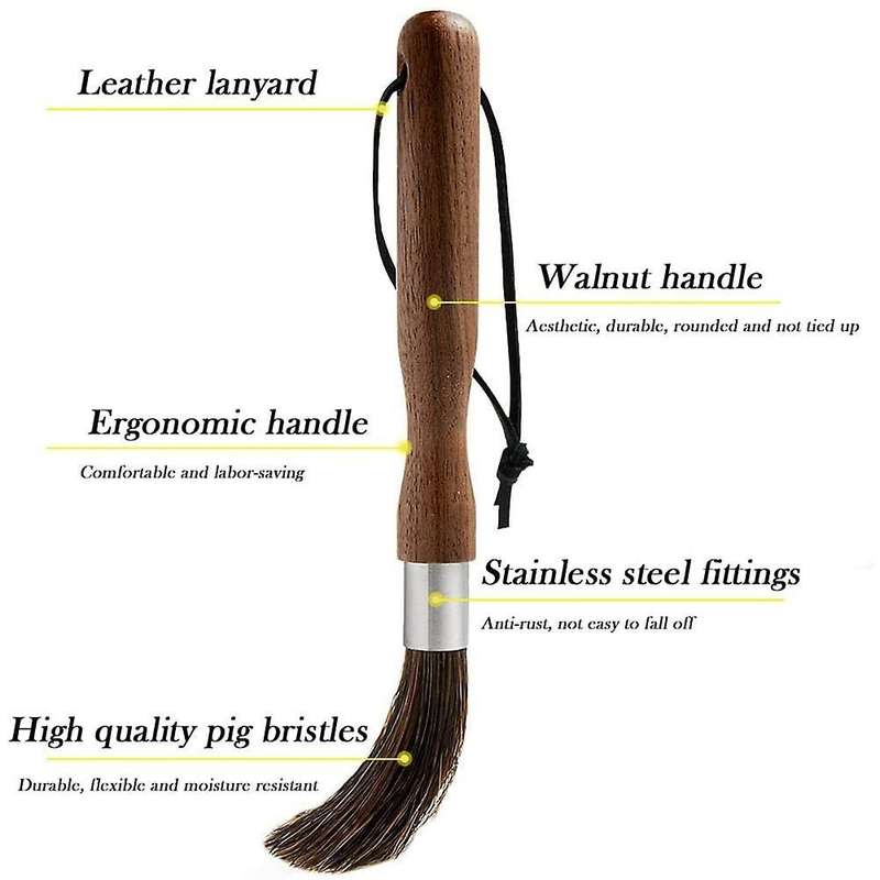 Coffee Grinder Brush, Portable Coffee Machine Wood Handle Cleaning
