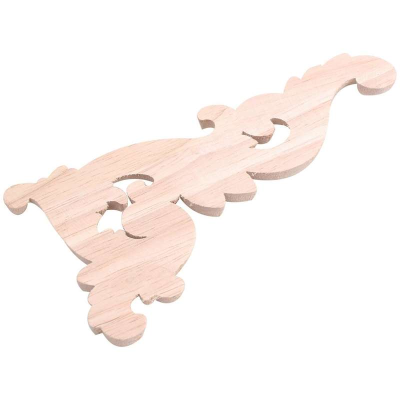 2pcs Wood Onlay Unpainted Applique Frame Door Decors Decal 15x8x0.8cm