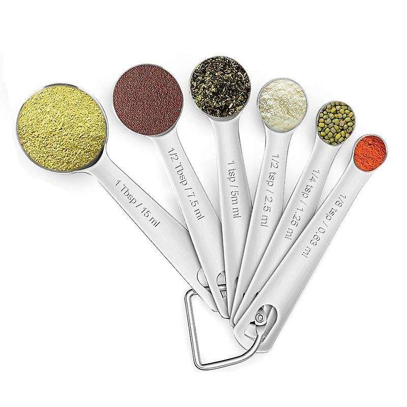 6 Pack Stainless Steel Measuring Spoons Set for Food Coffee Spice