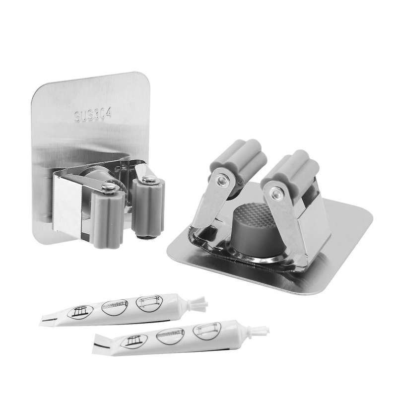 Wall-mounted Broom Holder Self-adhesive Clean & Flat Door Glass Wall