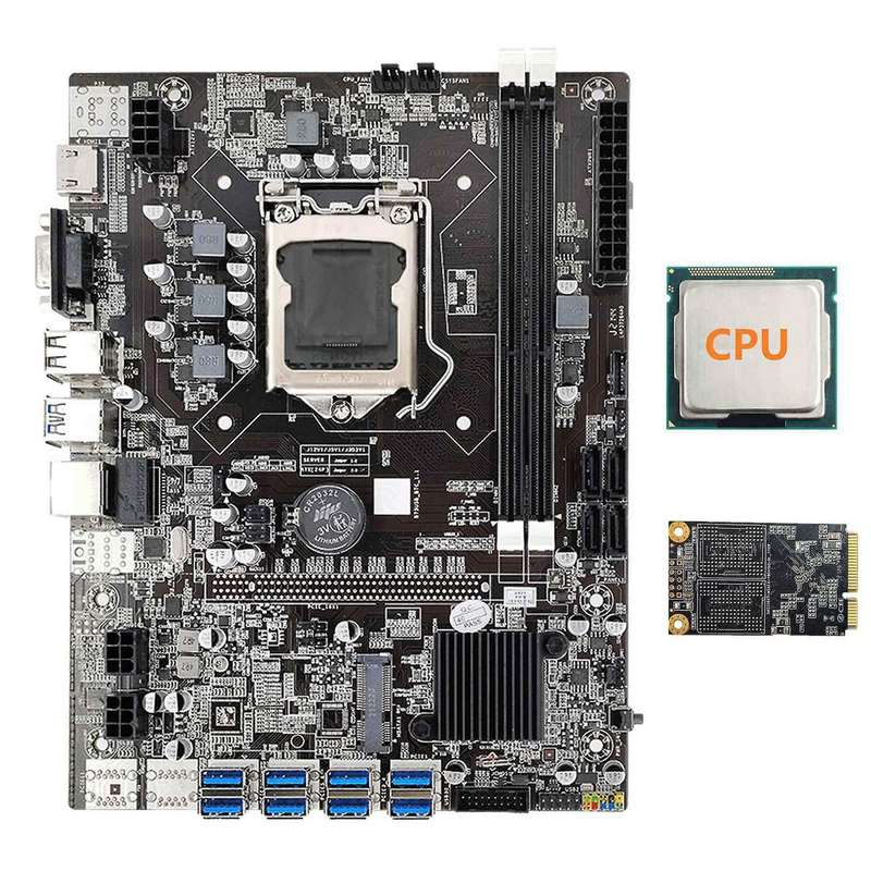 B75 Eth Mining Motherboard+cpu+128g Msata Ssd Lga1155 8xpcie