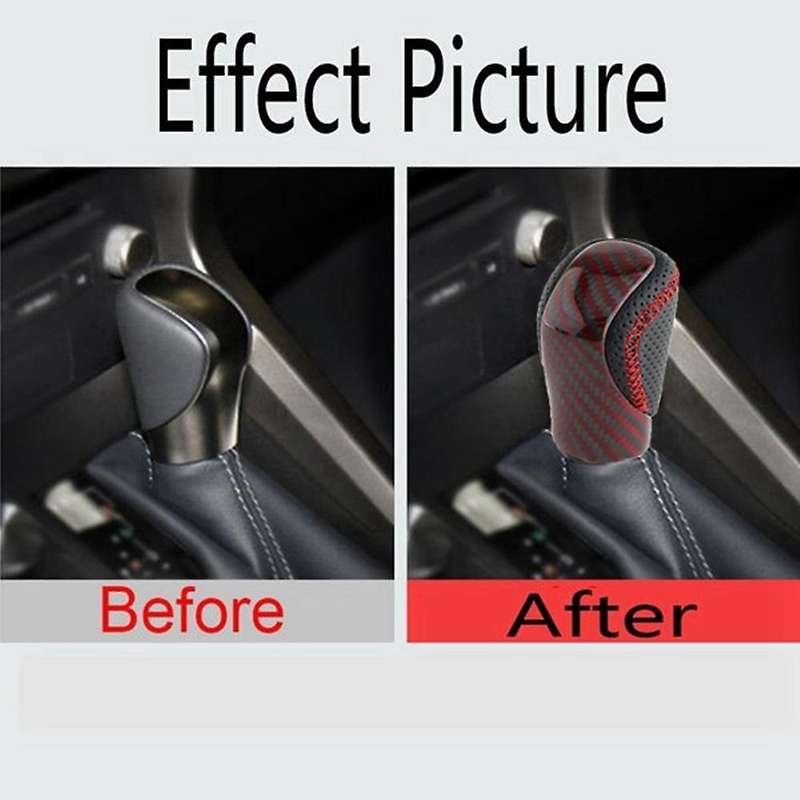 Car Carbon Fiber Red Pu Leather Gear Ball Head for Lexus Es Is Rx