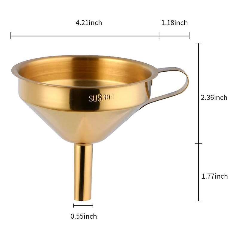 Stainless Steel Funnel with Detachable Filter for Canning -gold