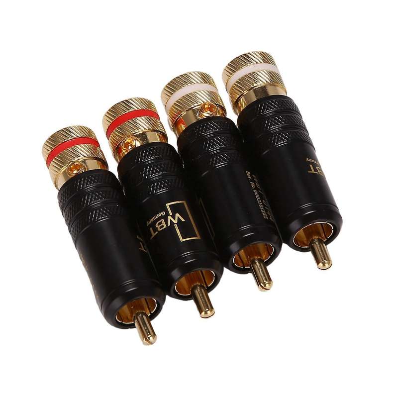 4pcs Rca Locking Plugs Audio Video Connectors