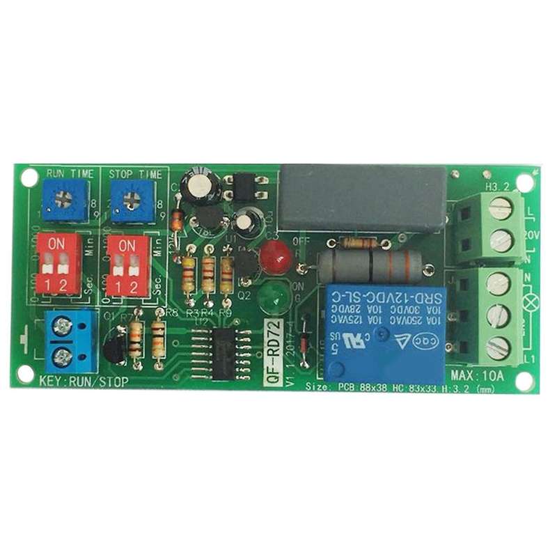 Dual Time Adjustable Cycle Delay Timing Relay Repeat On Off Switch