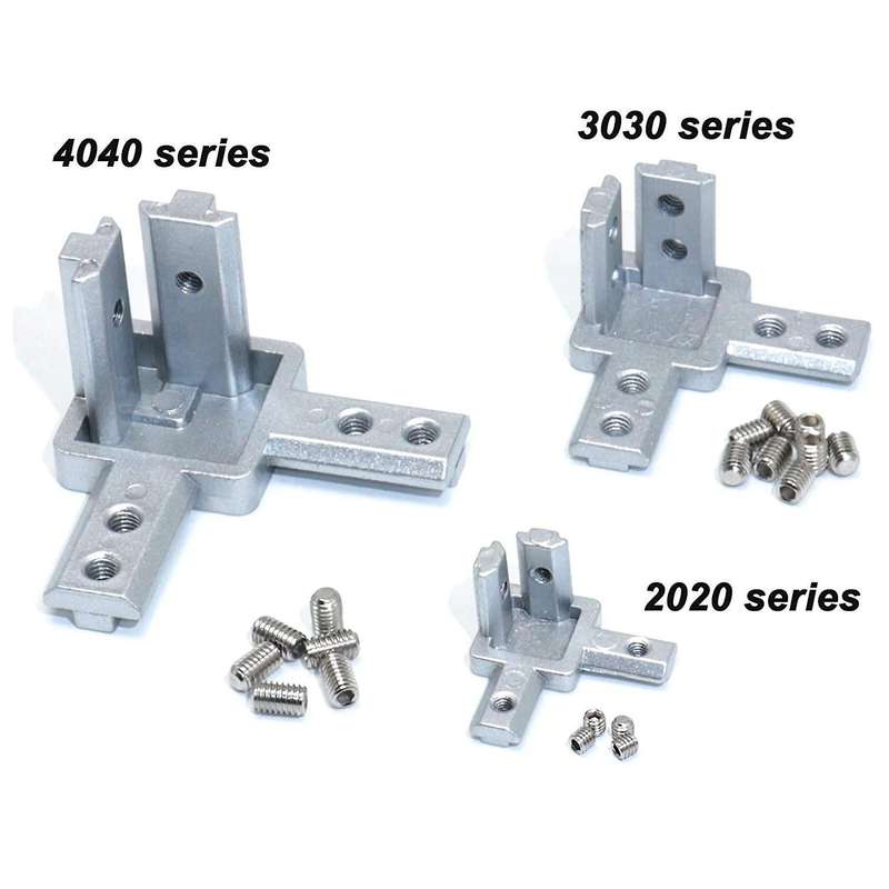 4pc 2020 Series 3 Way End Bracket for European Standard 6mm T Slot