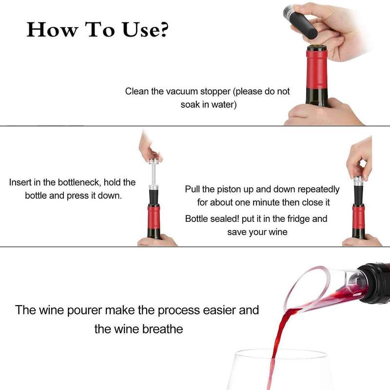 Vacuum Stopper and Wine Aerator & Pourer Vacuum Saver Pump (set Of 2)