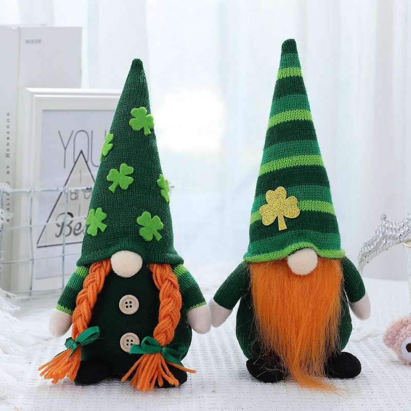 Irish Gnome Decor Green Hat Saint Paddy's Day Gnome Plush-a