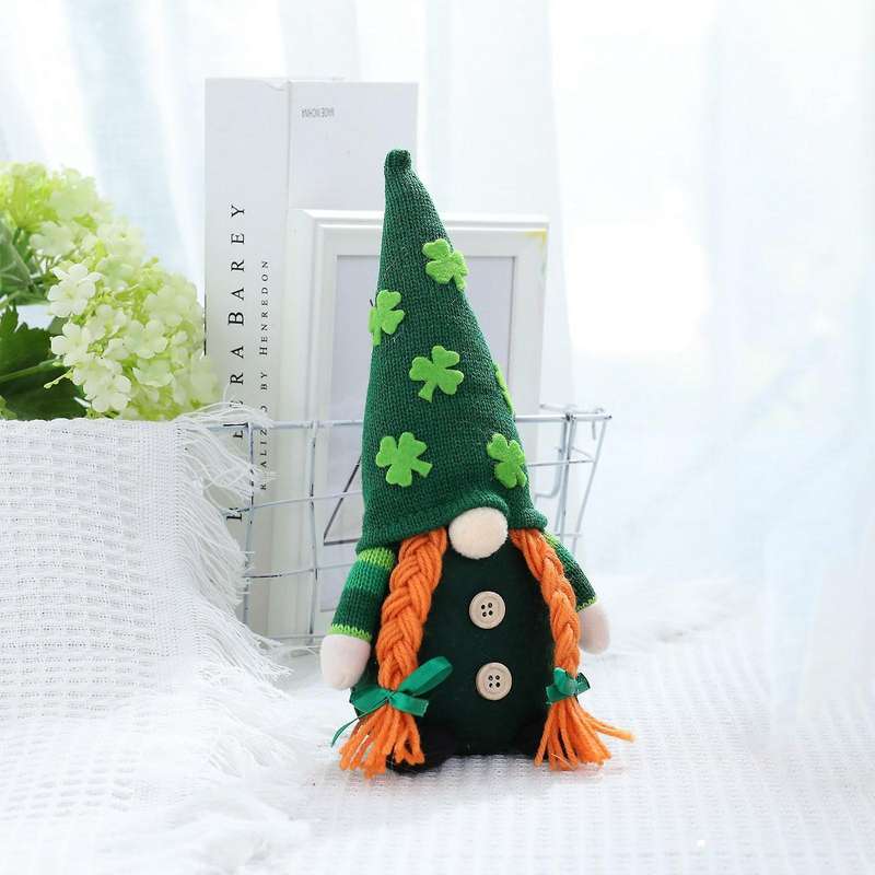 Irish Gnome Decor Green Hat Saint Paddy's Day Gnome Plush-a