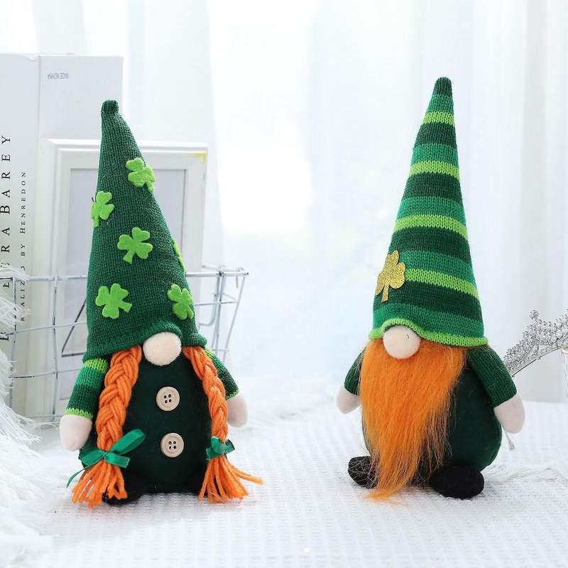 Irish Gnome Decor Green Hat Saint Paddy's Day Gnome Plush-a