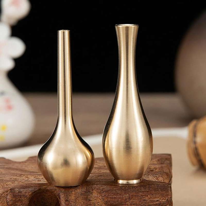 Mini Pure Copper Vase Home Living Room Decoration Antique Tall Vase