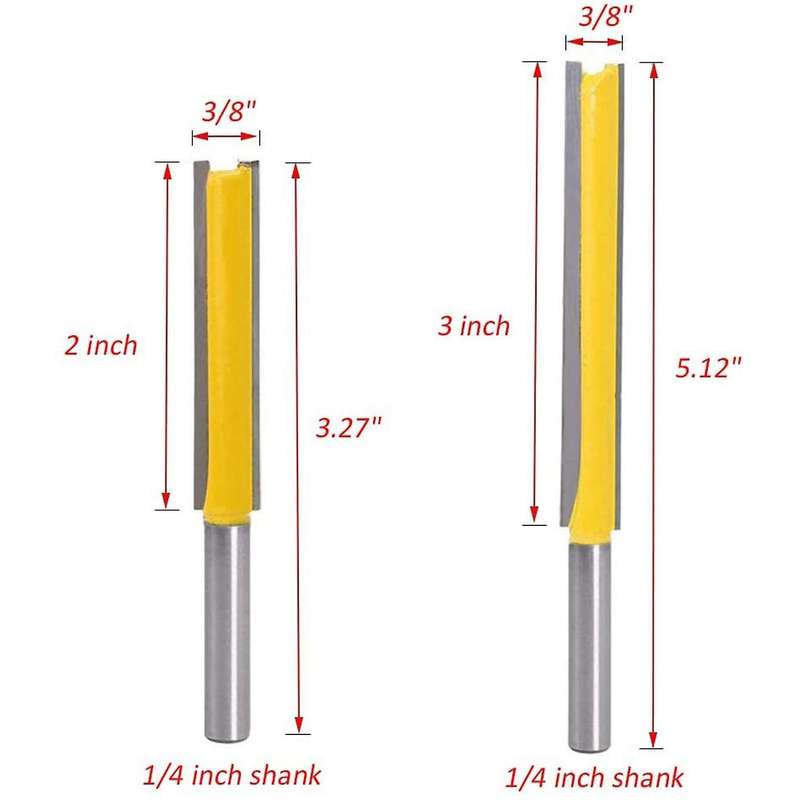 2pcs Shank Double Flute Cutter Woodworking Groove Chisel Bits