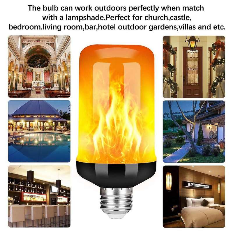 Led Flame Effect Light Bulb E27,decorative Fire Lights Bulb,black-b