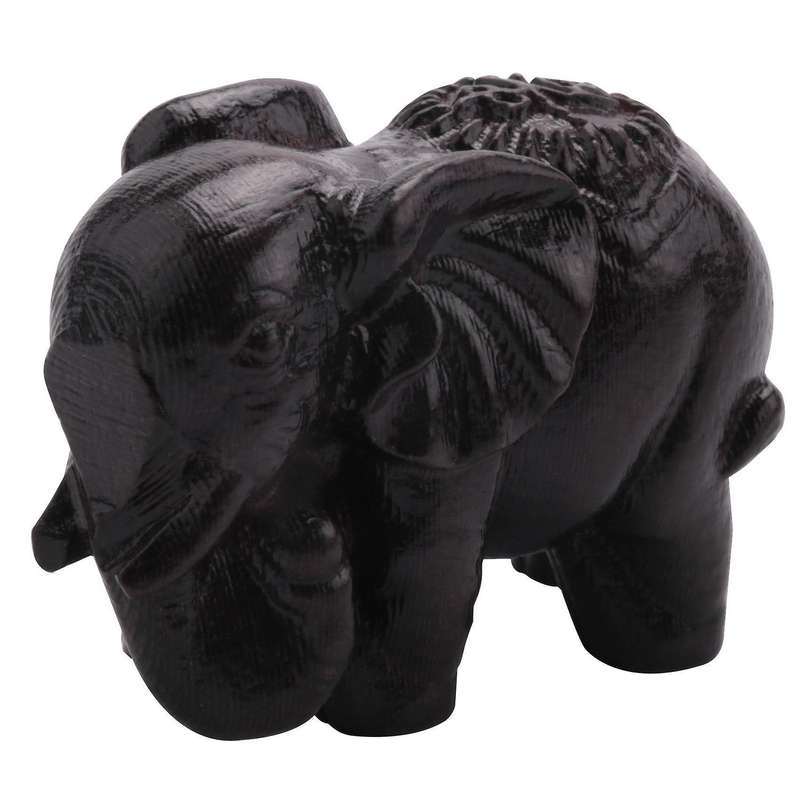 Ebony Elephant Ornaments Solid Wood Carving Furniture Porch Decor