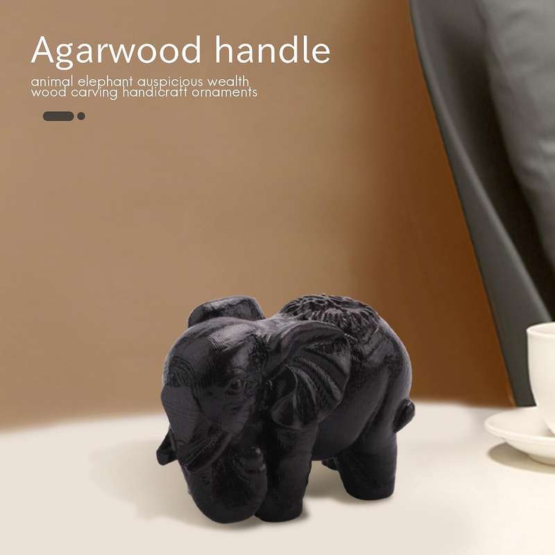 Ebony Elephant Ornaments Solid Wood Carving Furniture Porch Decor