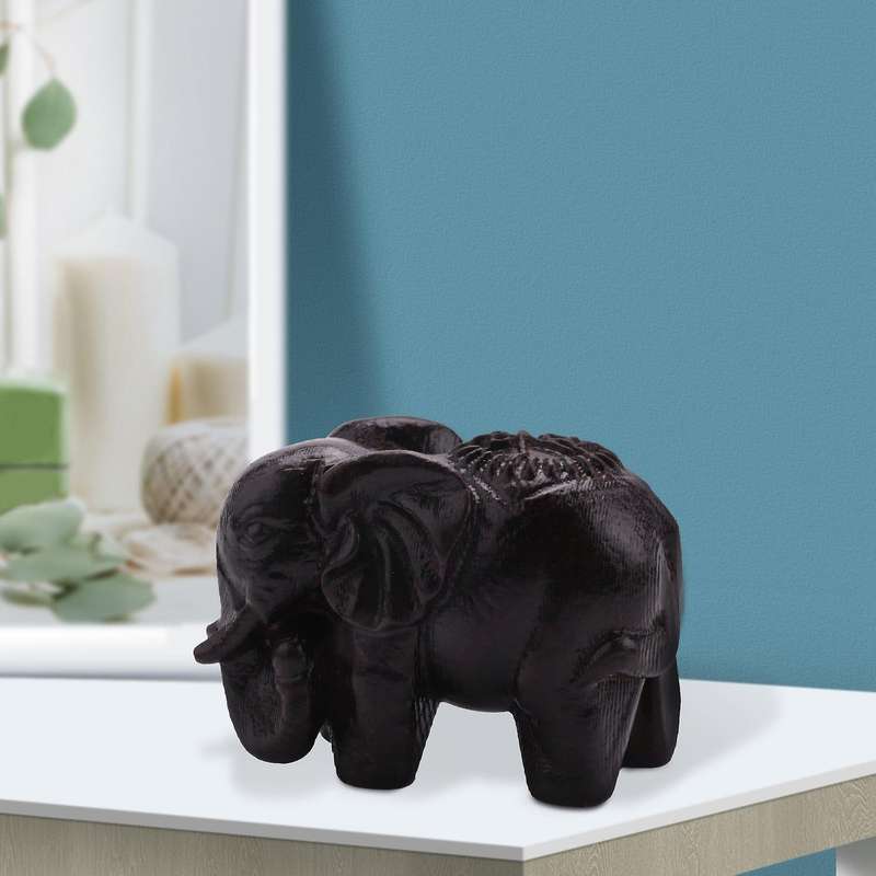 Ebony Elephant Ornaments Solid Wood Carving Furniture Porch Decor