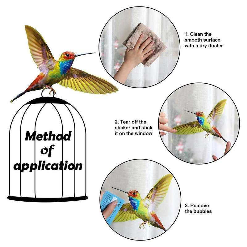 6 Pcs Large Size Bird Clings Anti-collision Window Clings