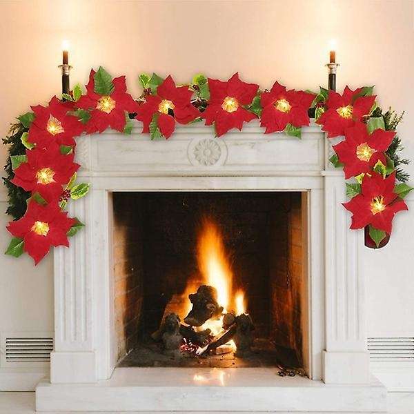 Led Poinsettia Garland String Light Christmas Decoration for Party