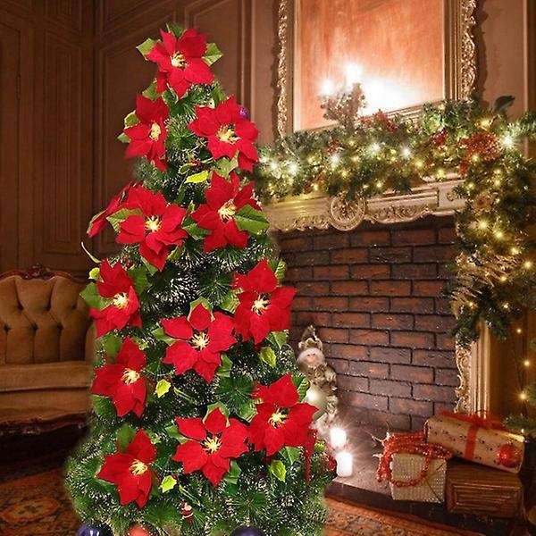 Led Poinsettia Garland String Light Christmas Decoration for Party