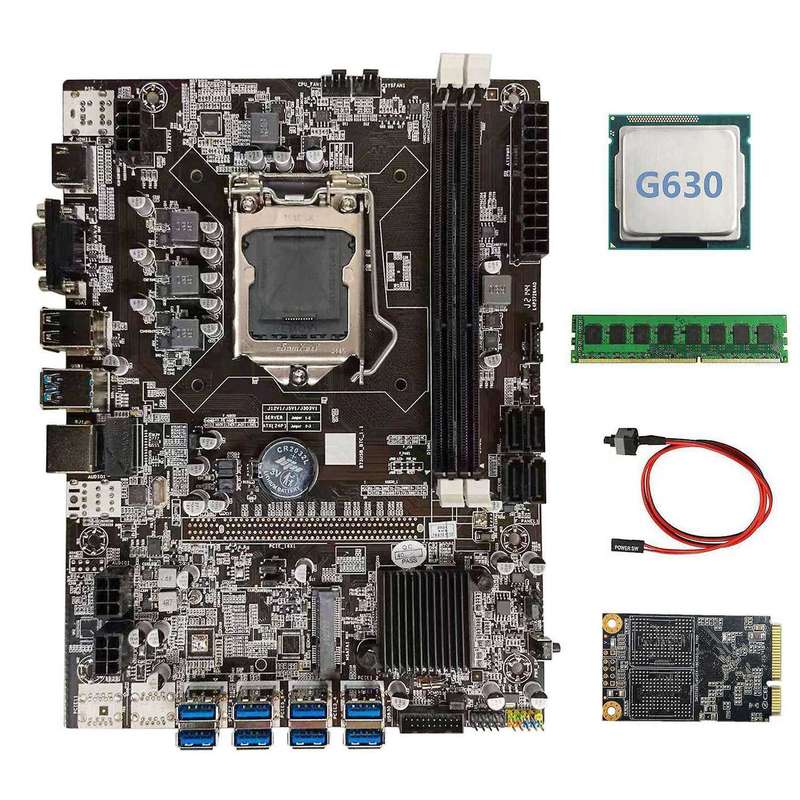 B75 Btc Mining Motherboard+g630 Ram+128g Ssd+switch Cable Lga1155