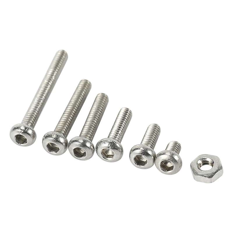 230pcs M2 304 Stainless Steel Hex Socket Button Head Screws Nuts Kit