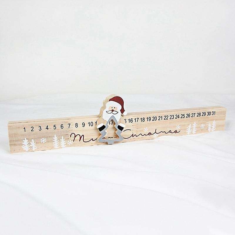 Christmas Calendar Countdown Wooden Santa Claus for Children and Kid