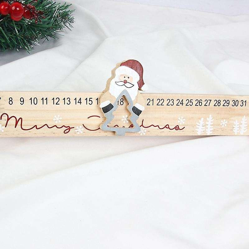 Christmas Calendar Countdown Wooden Santa Claus for Children and Kid