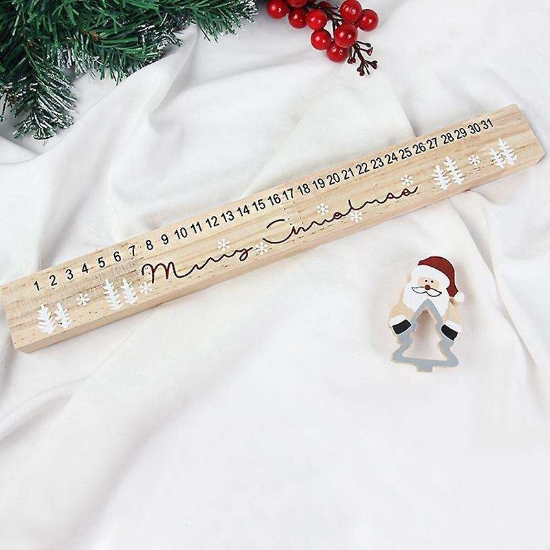 Christmas Calendar Countdown Wooden Santa Claus for Children and Kid