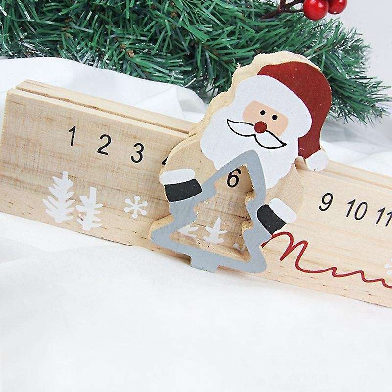 Christmas Calendar Countdown Wooden Santa Claus for Children and Kid