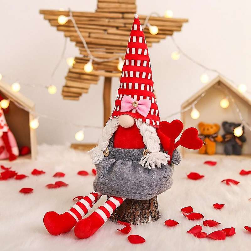 Valentine's Day Couple Sitting Long-legged Doll Window Decor (girl)