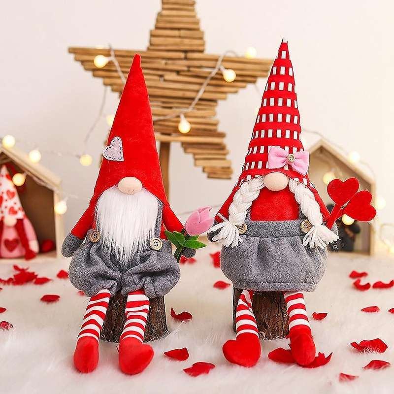 Valentine's Day Couple Sitting Long-legged Doll Window Decor (girl)
