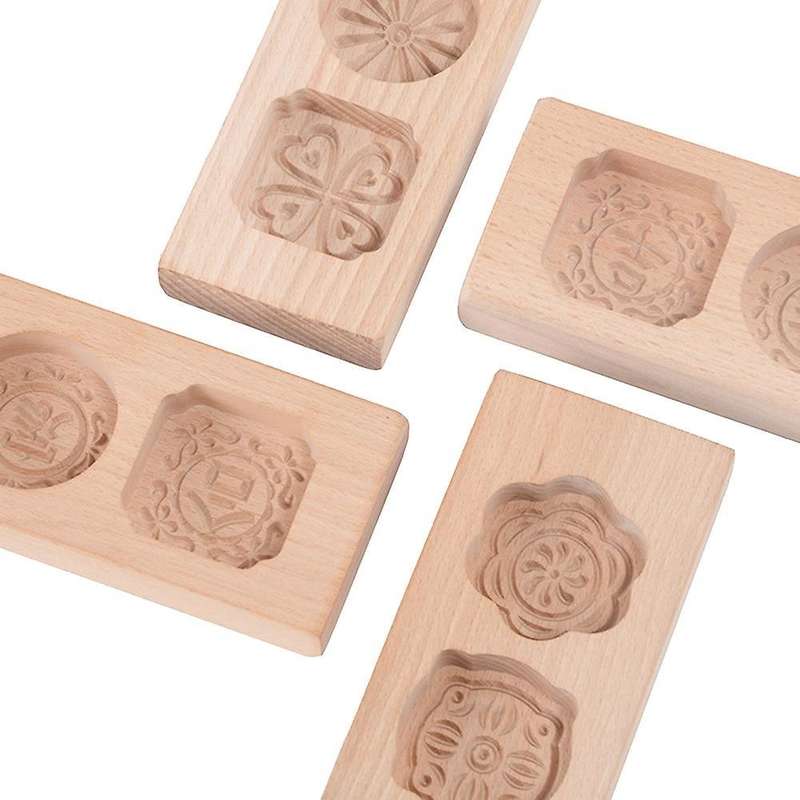 Wooden Moon Cake Mold for Making Mung Bean Cake Mold Cake Decors(a)