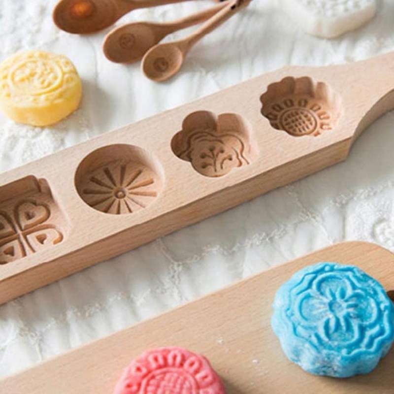 Wooden Moon Cake Mold for Making Mung Bean Cake Mold Cake Decors(a)