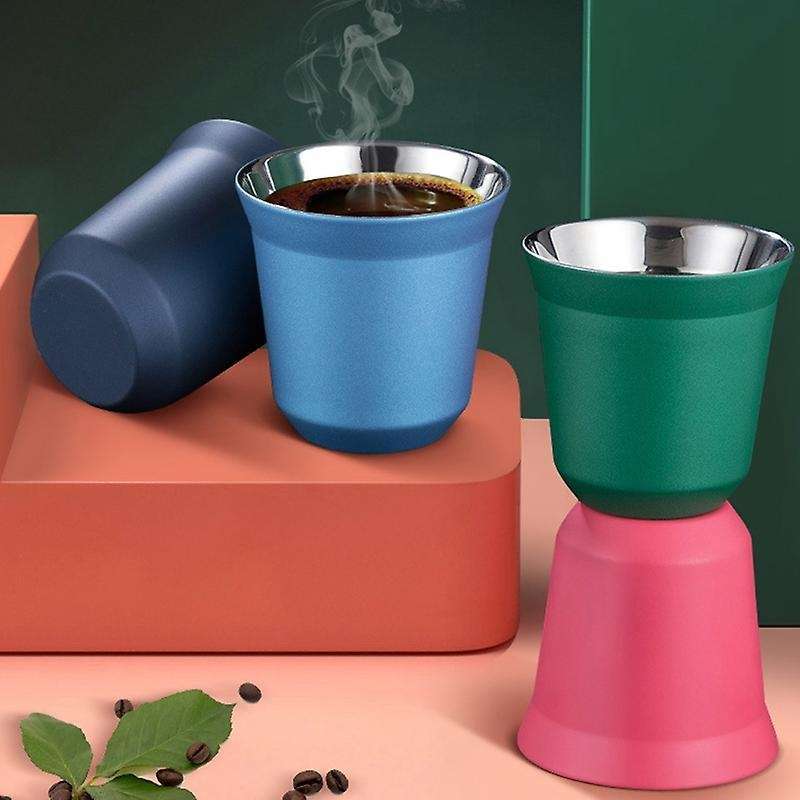 80ml Double Wall Stainless Steel Espresso Cup Insulation,e
