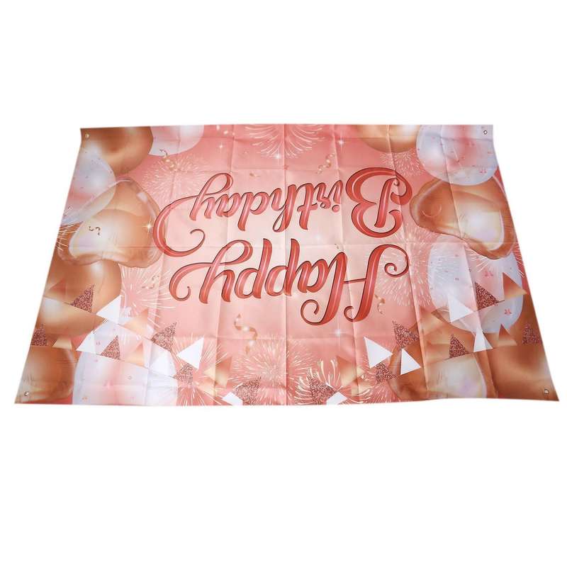 Happy Birthday Backdrop Banner Rose Gold Fabric Birthday Banner