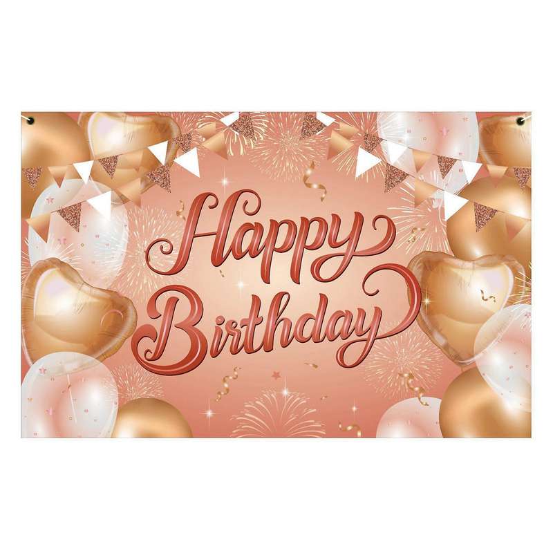 Happy Birthday Backdrop Banner Rose Gold Fabric Birthday Banner