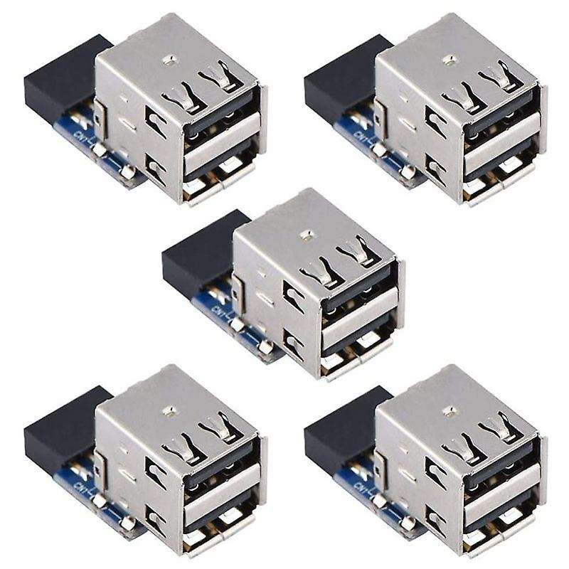 5pcs Desktop Board, 9pin/10pin Dual Usb2.0 A Port Front Panel Adapter