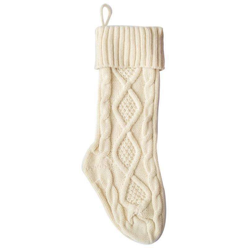 Christmas Stocking Knitted Wool Home Decoration,white