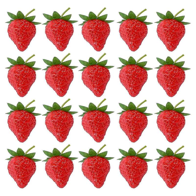20 Pieces Artificial Strawberry Fake Fruit Strawberries, Small