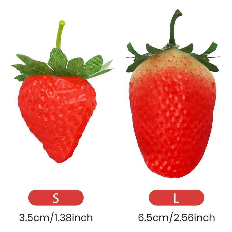 20 Pieces Artificial Strawberry Fake Fruit Strawberries, Small