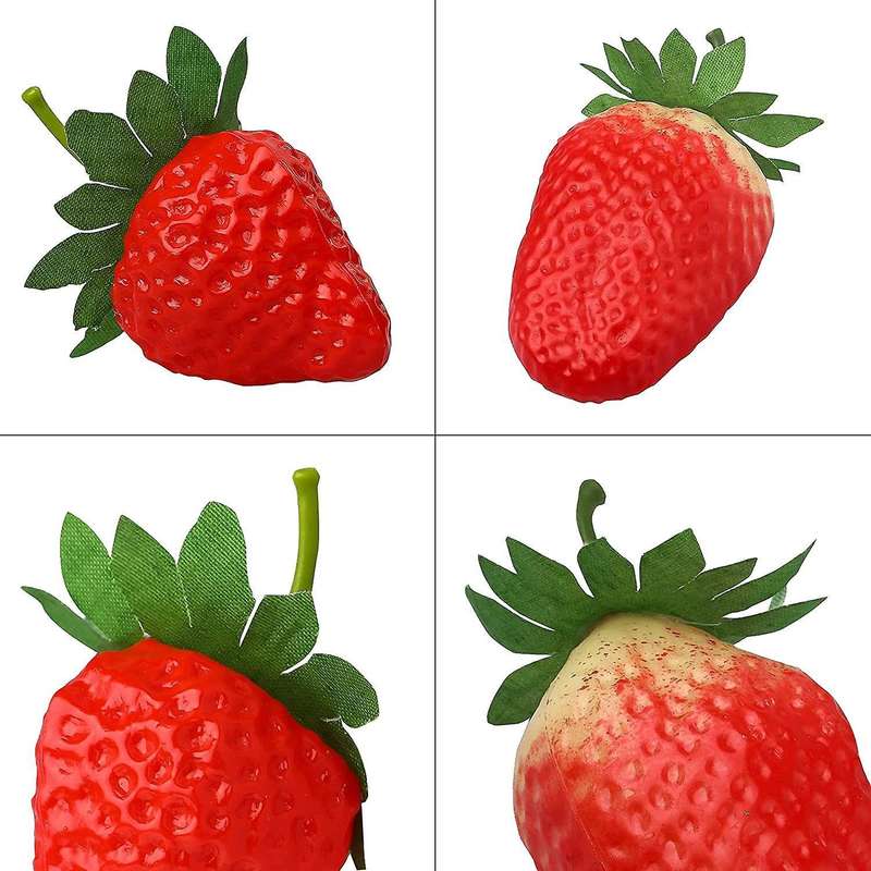 20 Pieces Artificial Strawberry Fake Fruit Strawberries, Small