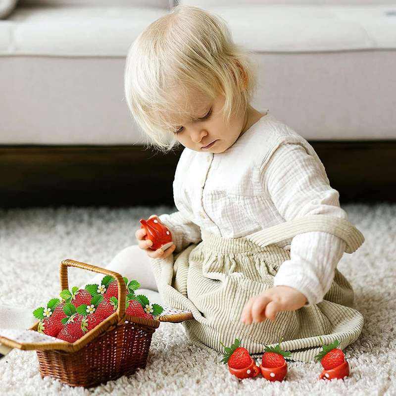 20 Pieces Artificial Strawberry Fake Fruit Strawberries, Small